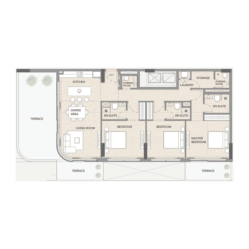 3 Bedrooms floor plan