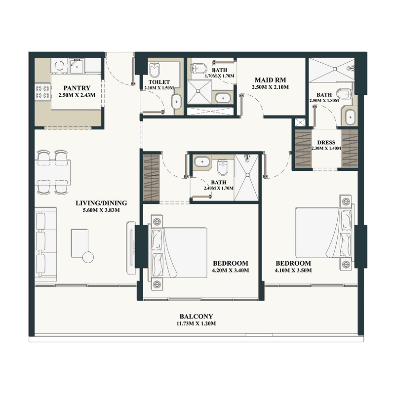 5 Bedrooms floor plan