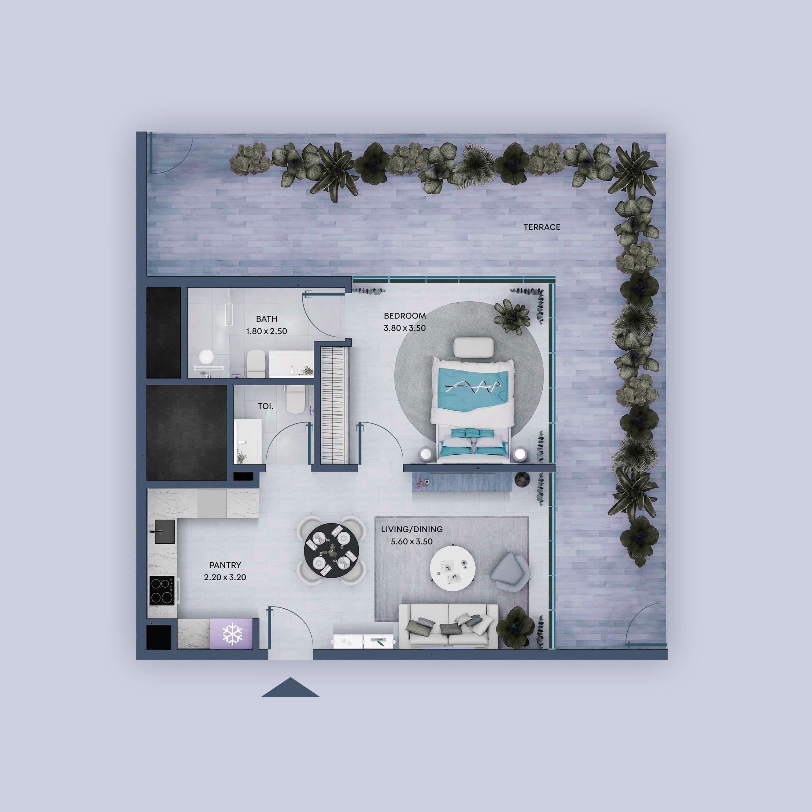 1 Bedroom floor plan