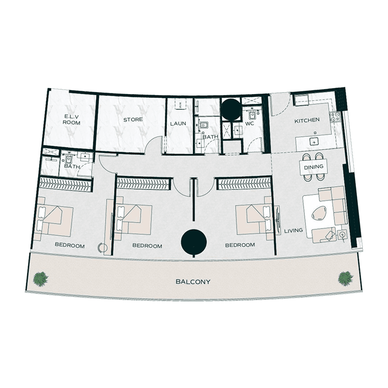3 Bedrooms floor plan