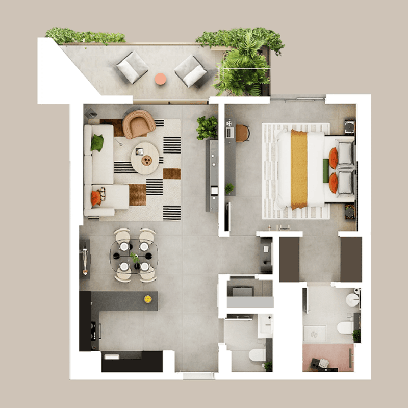 1 Bedroom floor plan