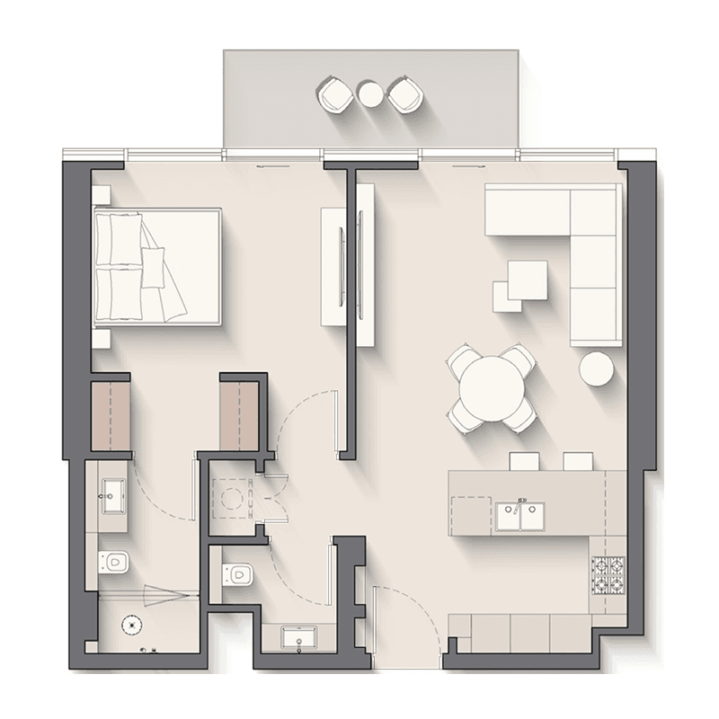 1 Bedroom floor plan