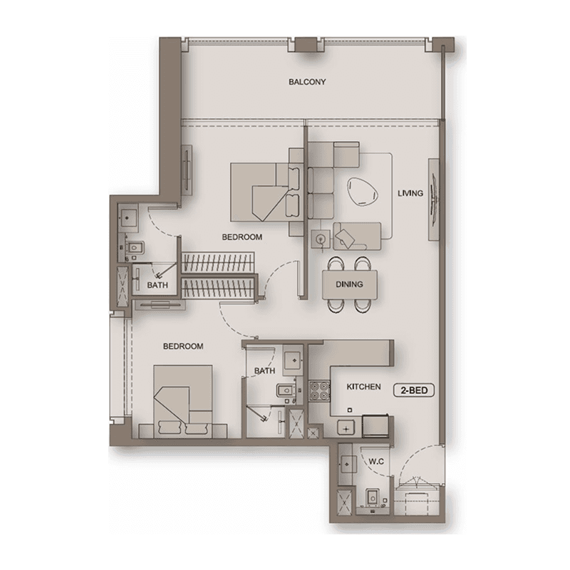 2 Bedrooms floor plan