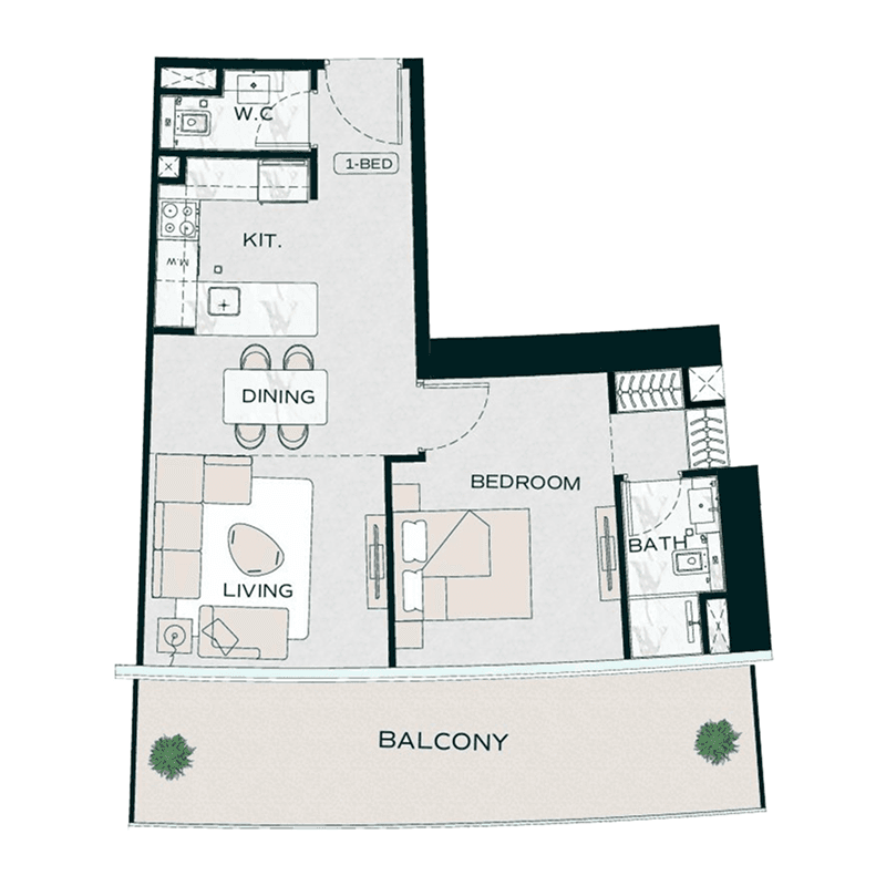 1 Bedroom floor plan