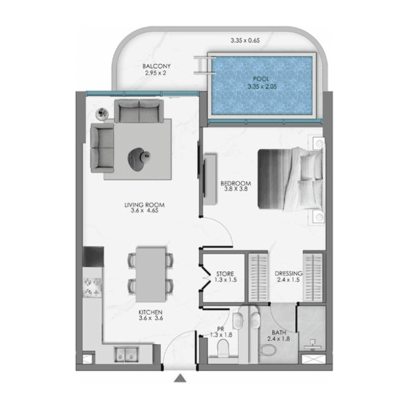 1 Bedroom floor plan