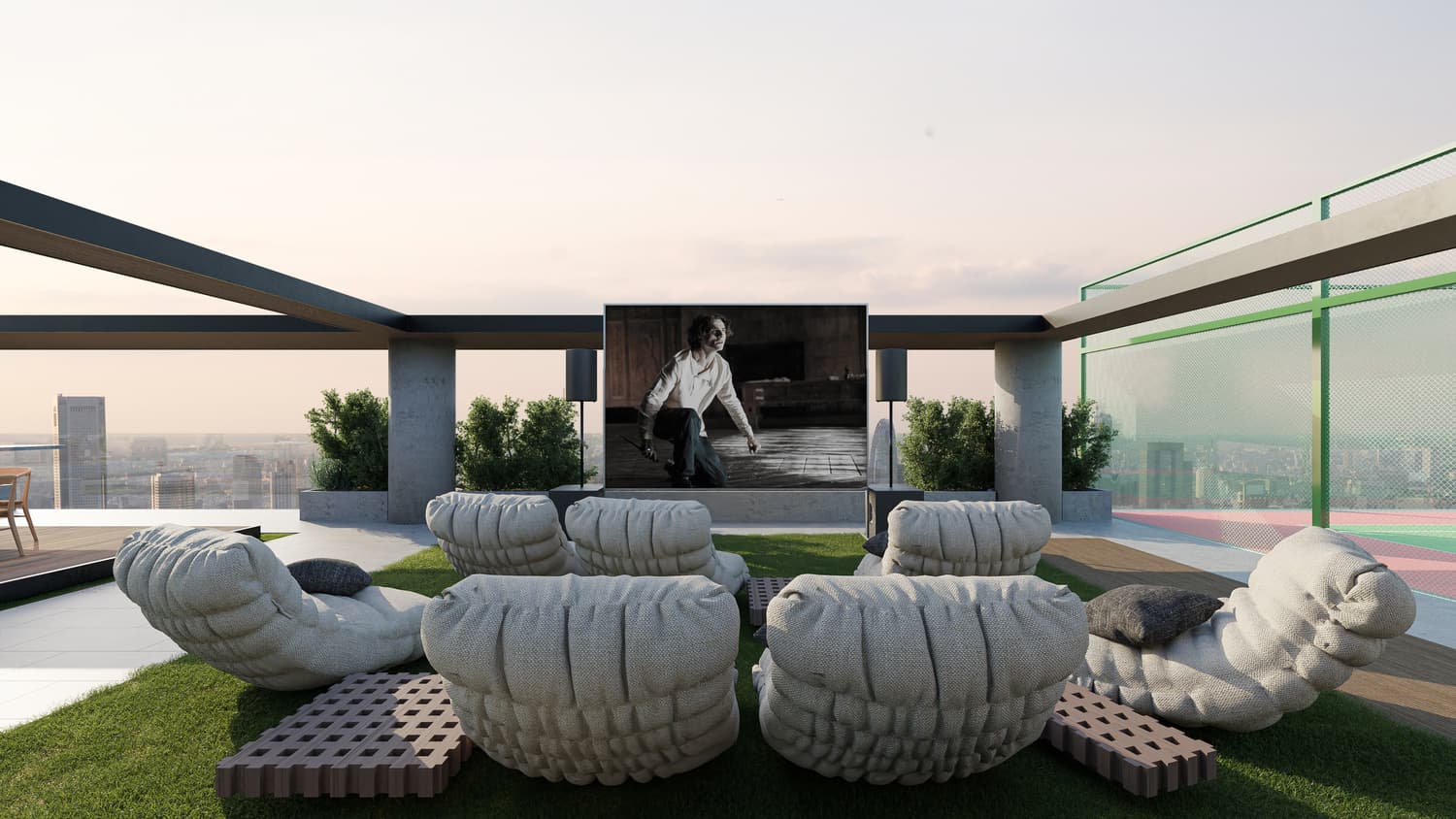 Rooftop open cinema