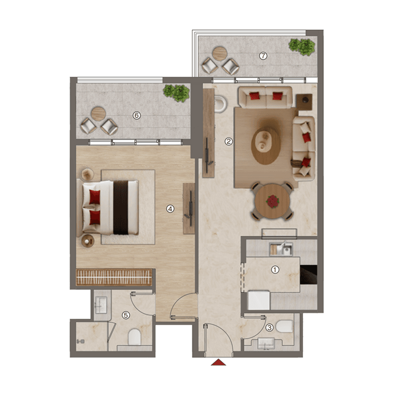 1 Bedroom floor plan