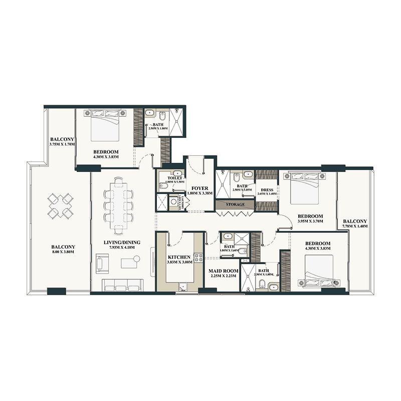 5 Bedrooms floor plan