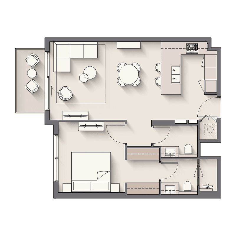 1 Bedroom floor plan