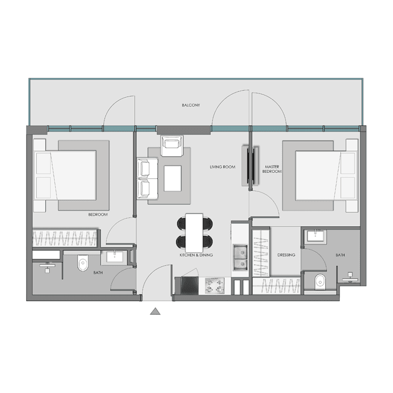 2 Bedrooms floor plan