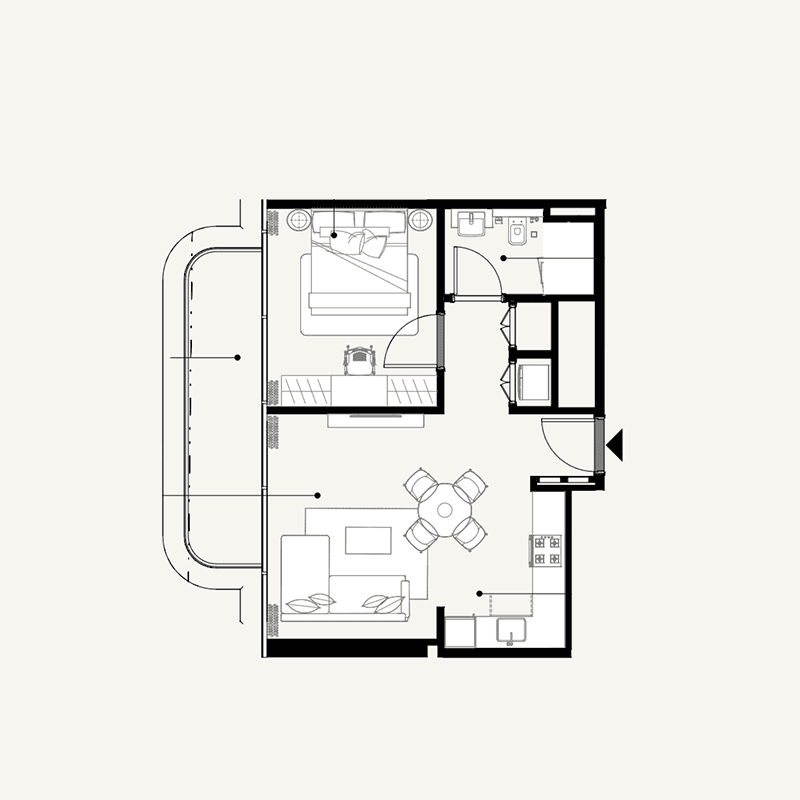 1 Bedroom floor plan