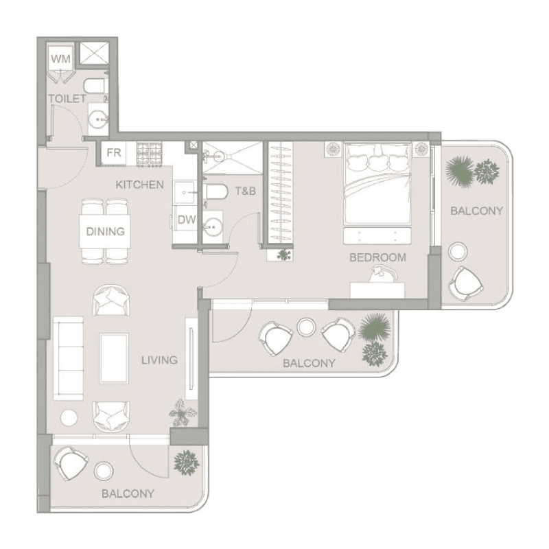 1 Bedroom floor plan