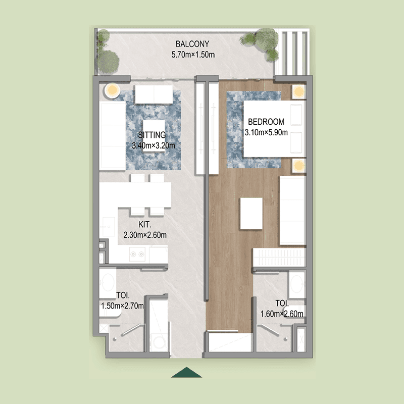 1 Bedroom floor plan