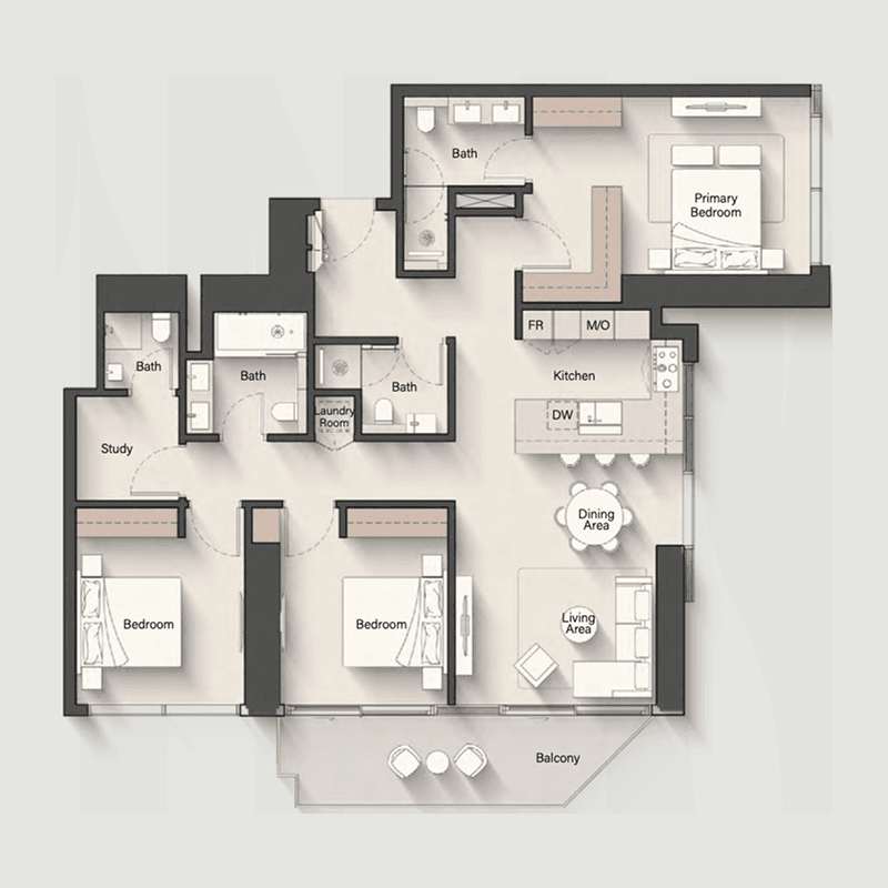 3 Bedrooms floor plan