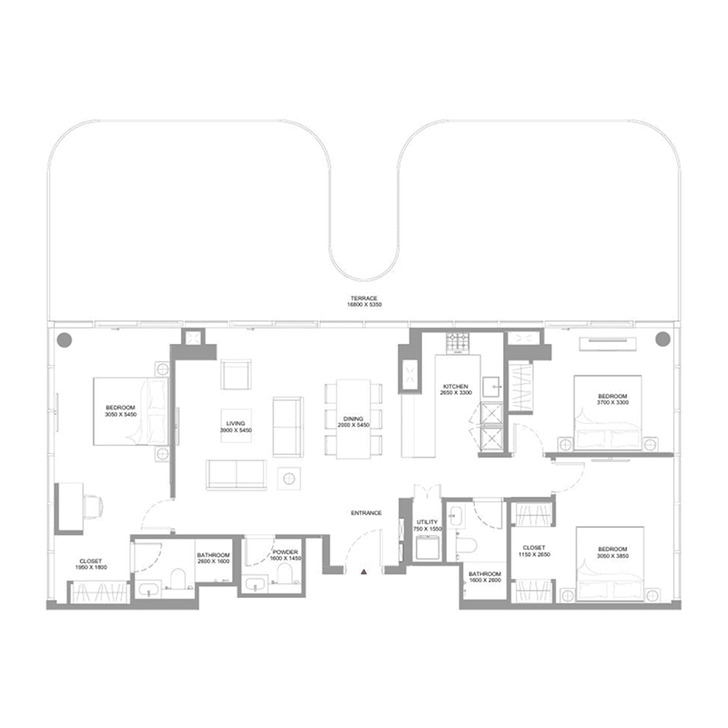 3 Bedrooms floor plan