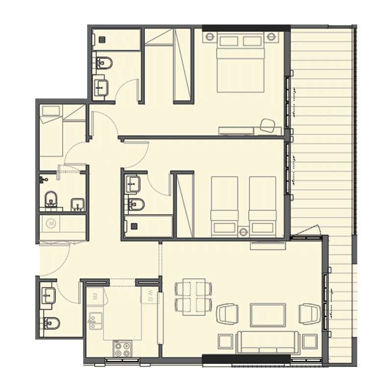 2 Bedrooms floor plan