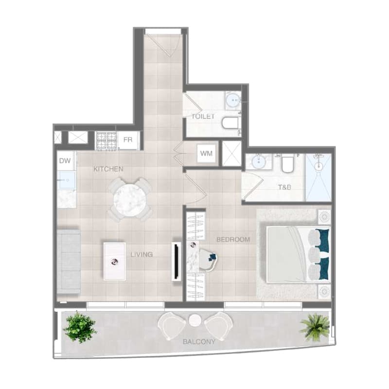 1 Bedroom floor plan