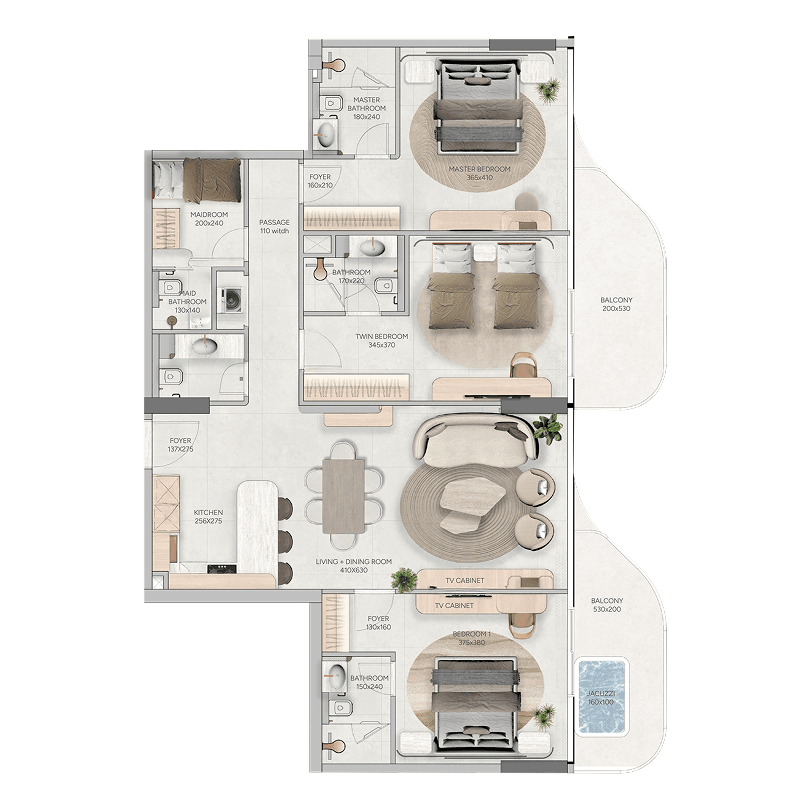 3 Bedrooms floor plan