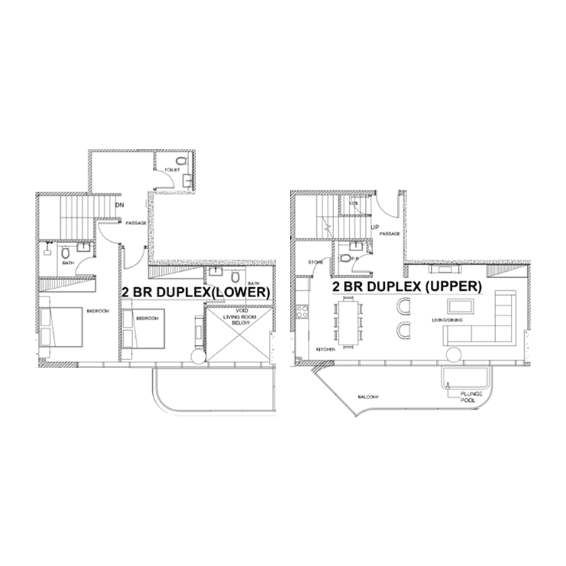 2 Bedrooms floor plan