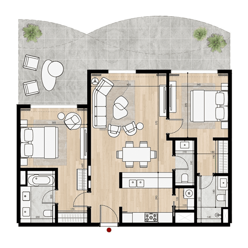 2 Bedrooms floor plan