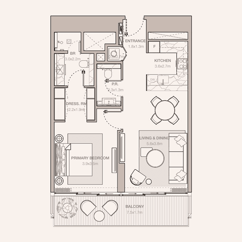 1 Bedroom floor plan