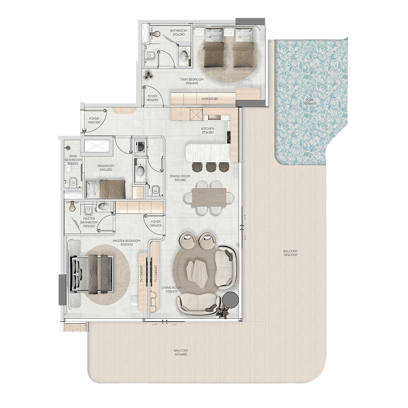 2 Bedrooms floor plan