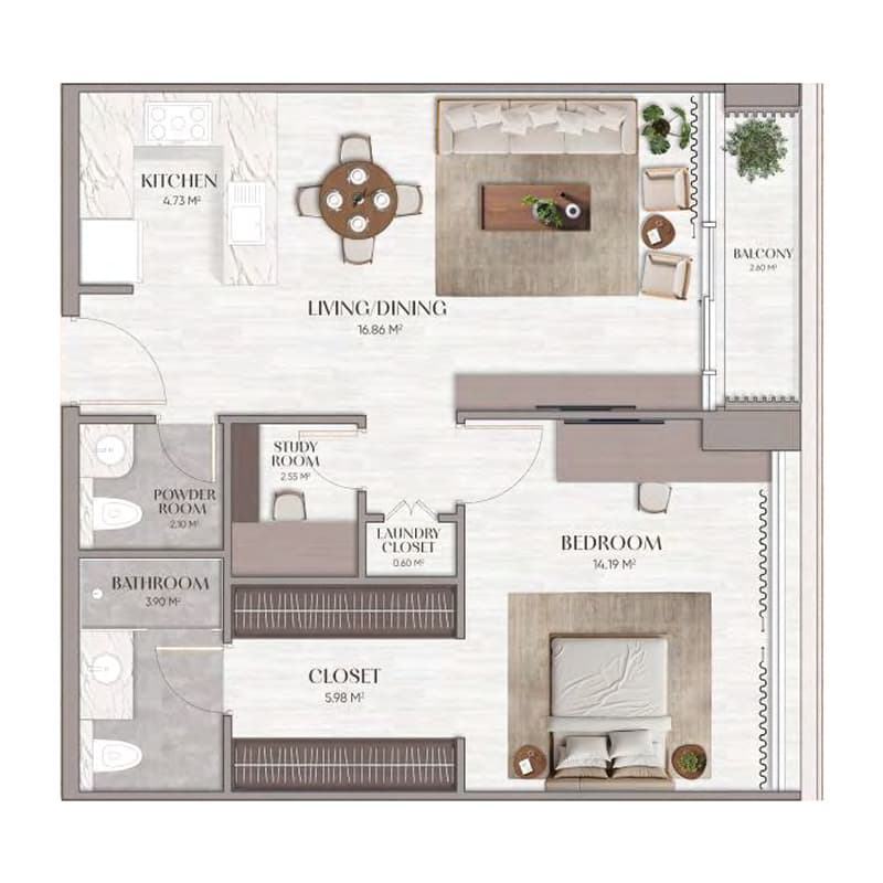 1 Bedroom floor plan