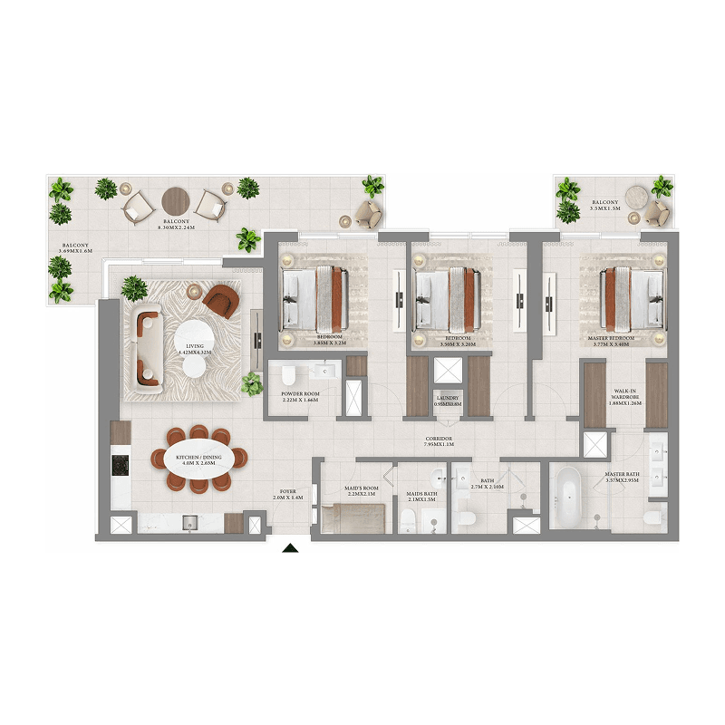 3 Bedrooms floor plan