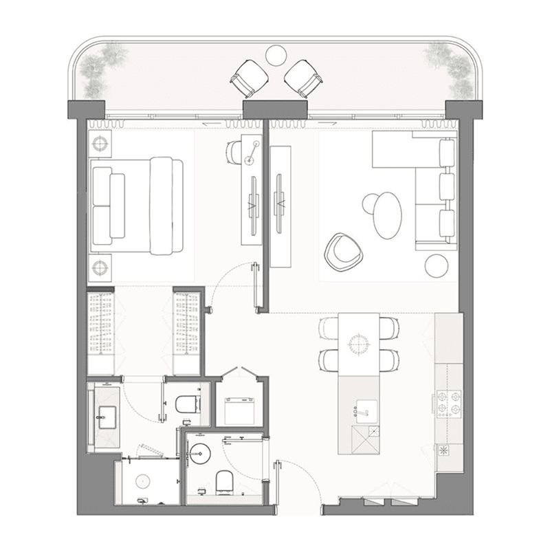 1 Bedroom floor plan