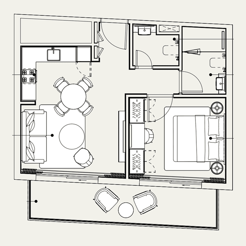 1 Bedroom floor plan