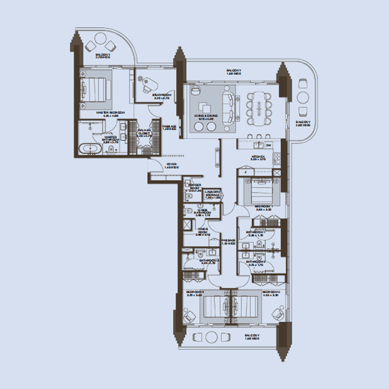4 Bedrooms floor plan