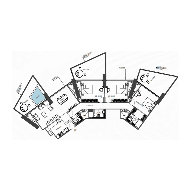 3 Bedrooms floor plan