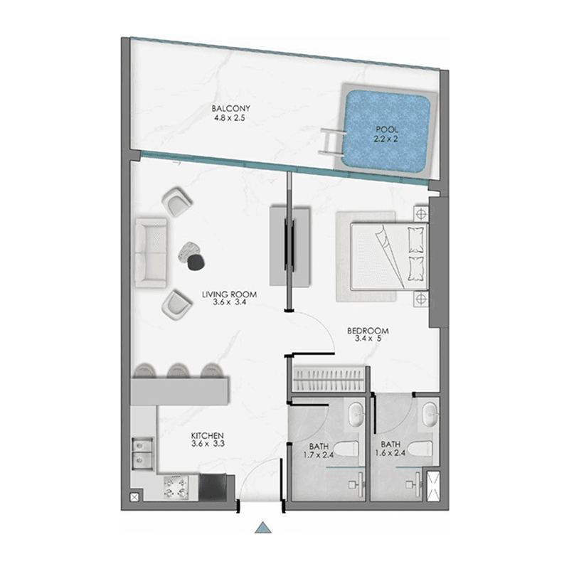1 Bedroom floor plan
