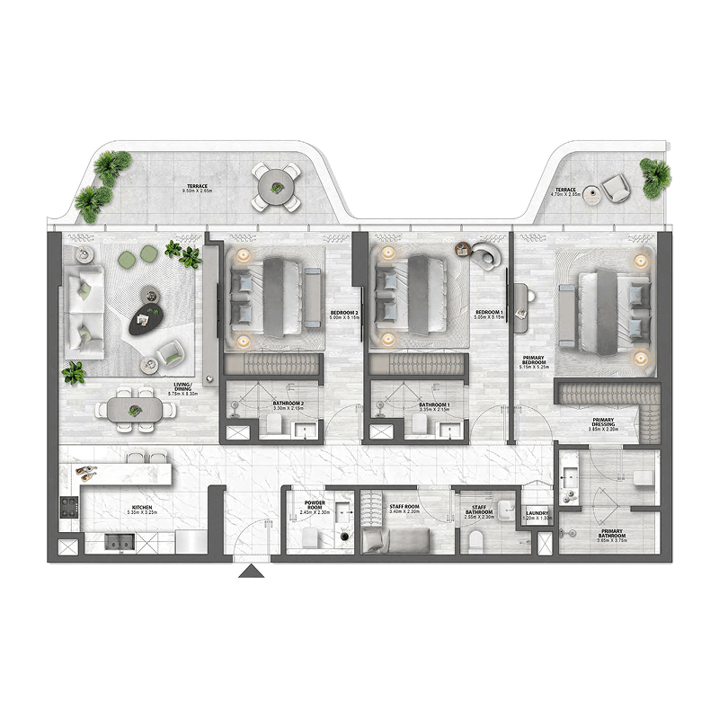3 Bedrooms floor plan
