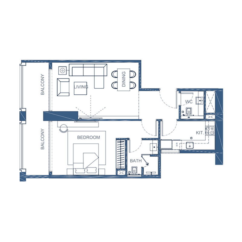1 Bedroom floor plan