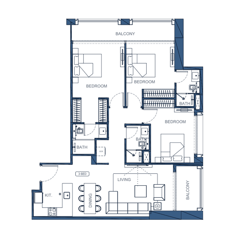 3 Bedrooms floor plan