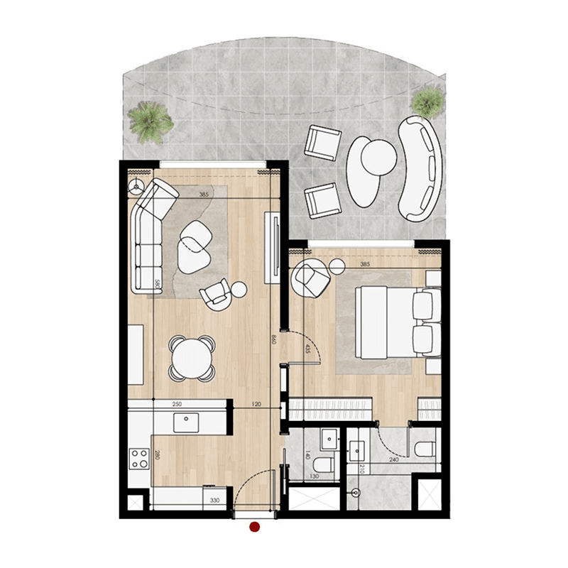 1 Bedroom floor plan