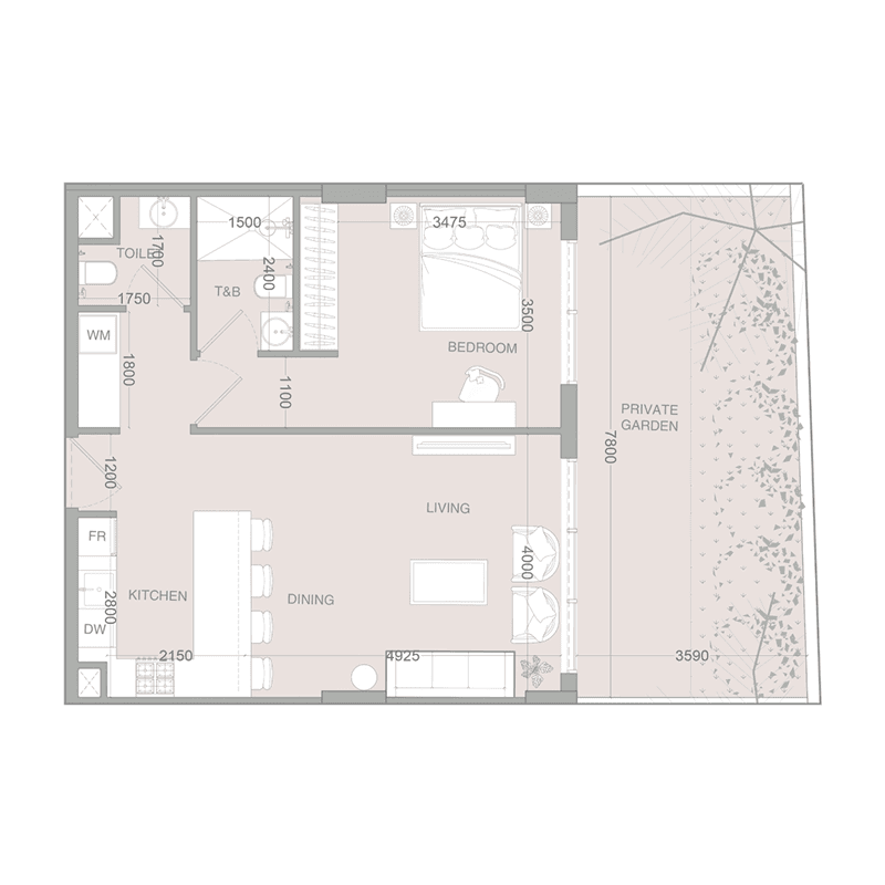 1 Bedroom floor plan