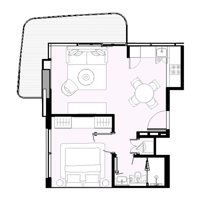 1 Bedroom floor plan