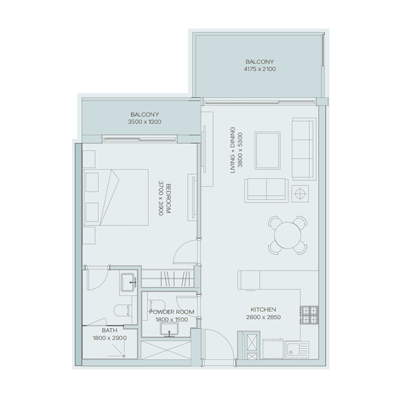 1 Bedroom floor plan