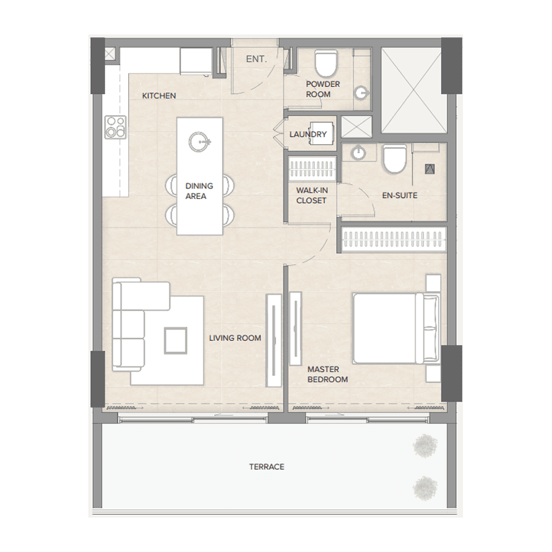 1 Bedroom floor plan