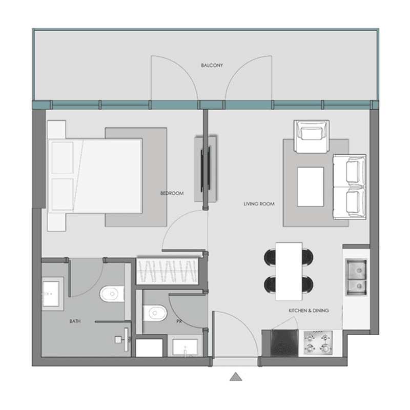 1 Bedroom floor plan