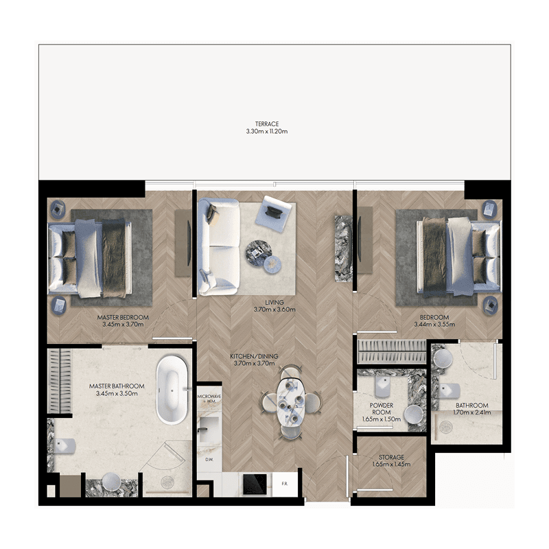2 Bedrooms floor plan