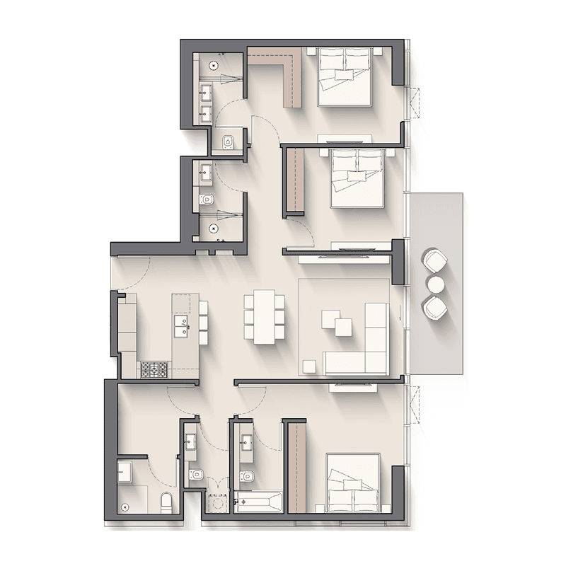 3 Bedrooms floor plan