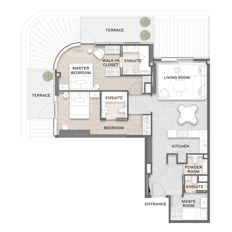 2 Bedrooms floor plan