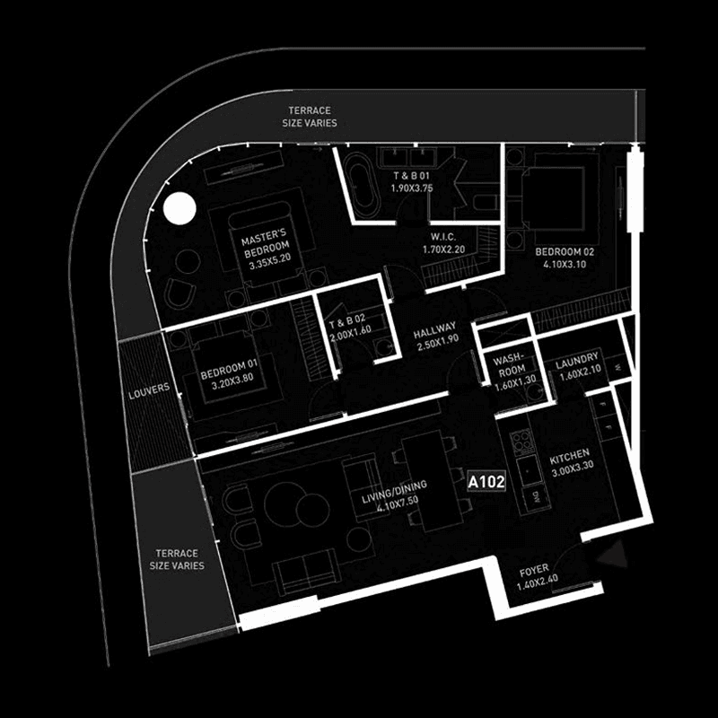3 Bedrooms floor plan