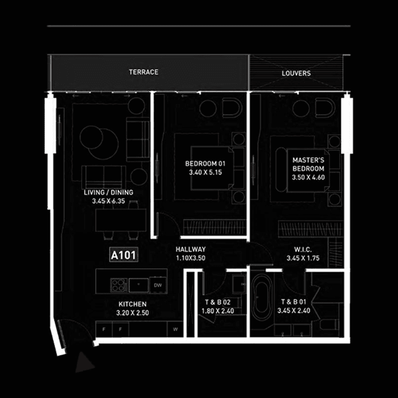 2 Bedrooms floor plan