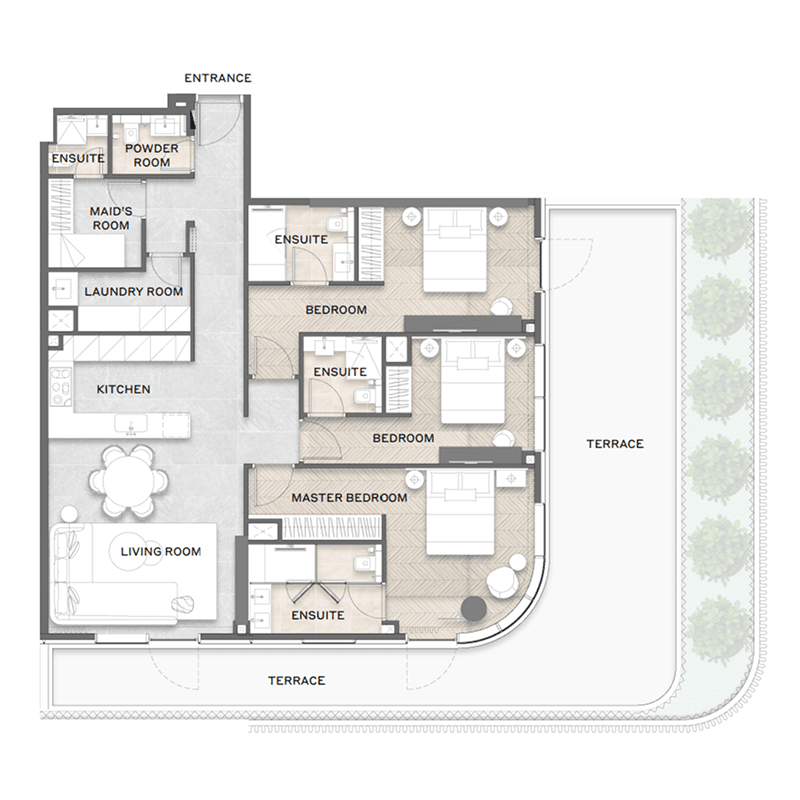 3 Bedrooms floor plan