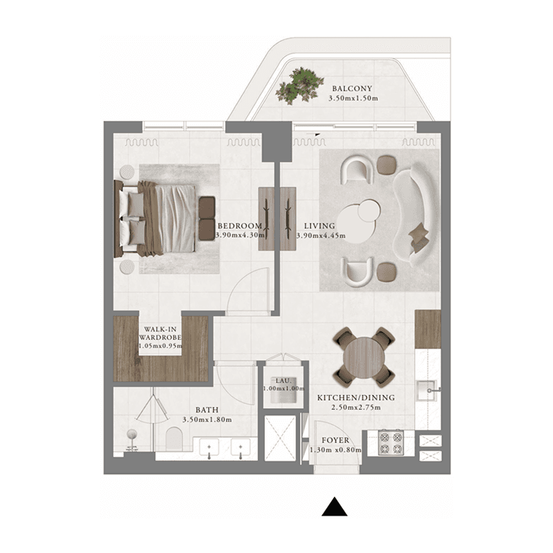 1 Bedroom floor plan