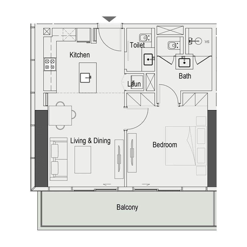 1 Bedroom floor plan